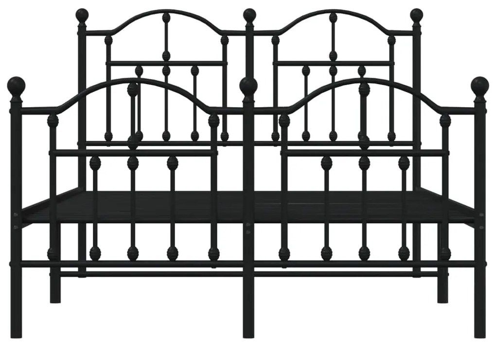 Estrutura de cama com cabeceira e pés 120x190 cm metal preto