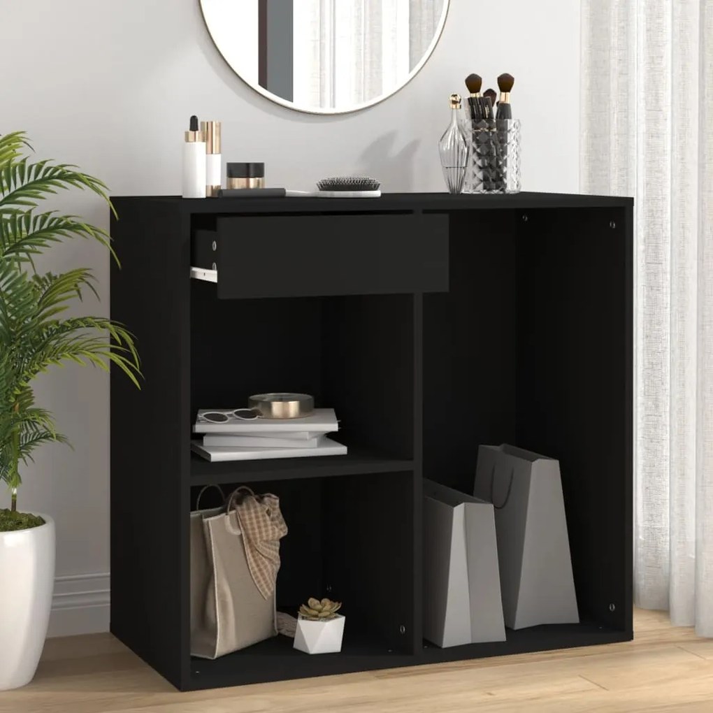 vidaXL Armário de cosmética 80x40x75 cm derivados de madeira preto
