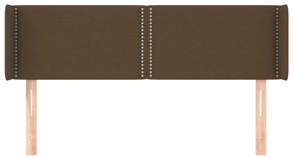 Cabeceira de cama c/ abas tecido 147x16x78/88cm castanho-escuro