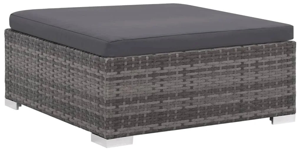 6 pcs conjunto lounge de jardim c/ almofadões vime PE cinzento