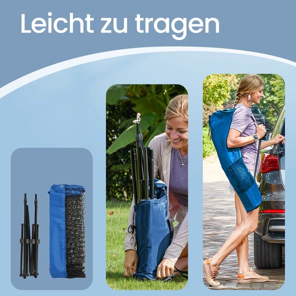 Rede de badminton, voleibol de 300 cm, ajustável em altura azul