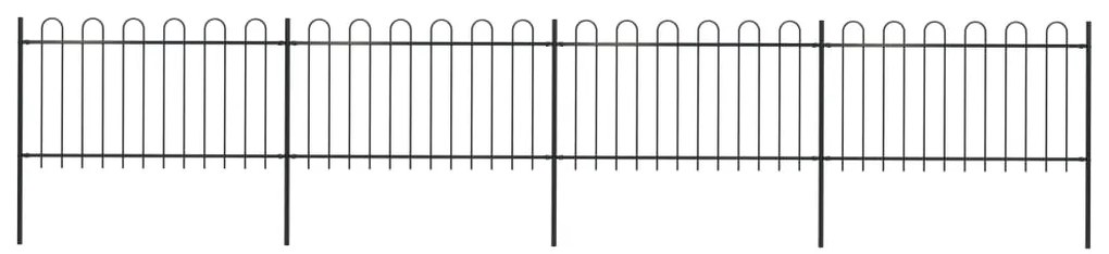 vidaXL Cerca de jardim com arco superior em aço 714,5x100 cm preta