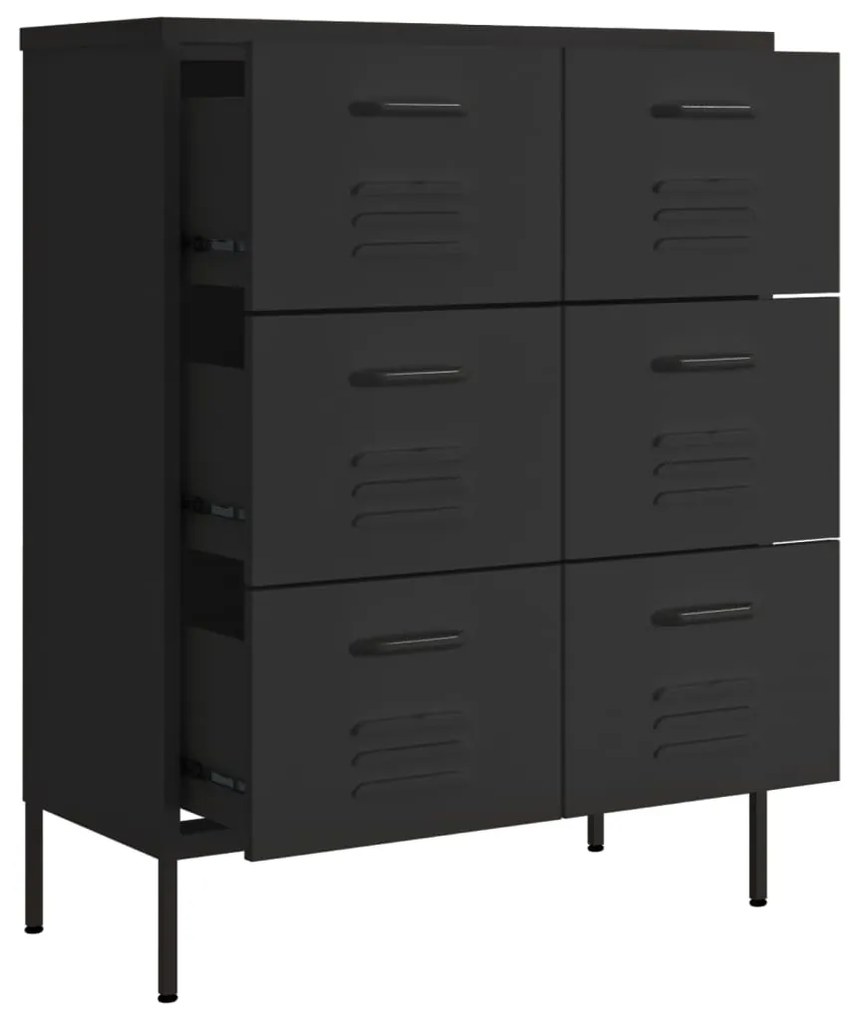 Armário com gavetas aço 80x35x101,5 cm preto