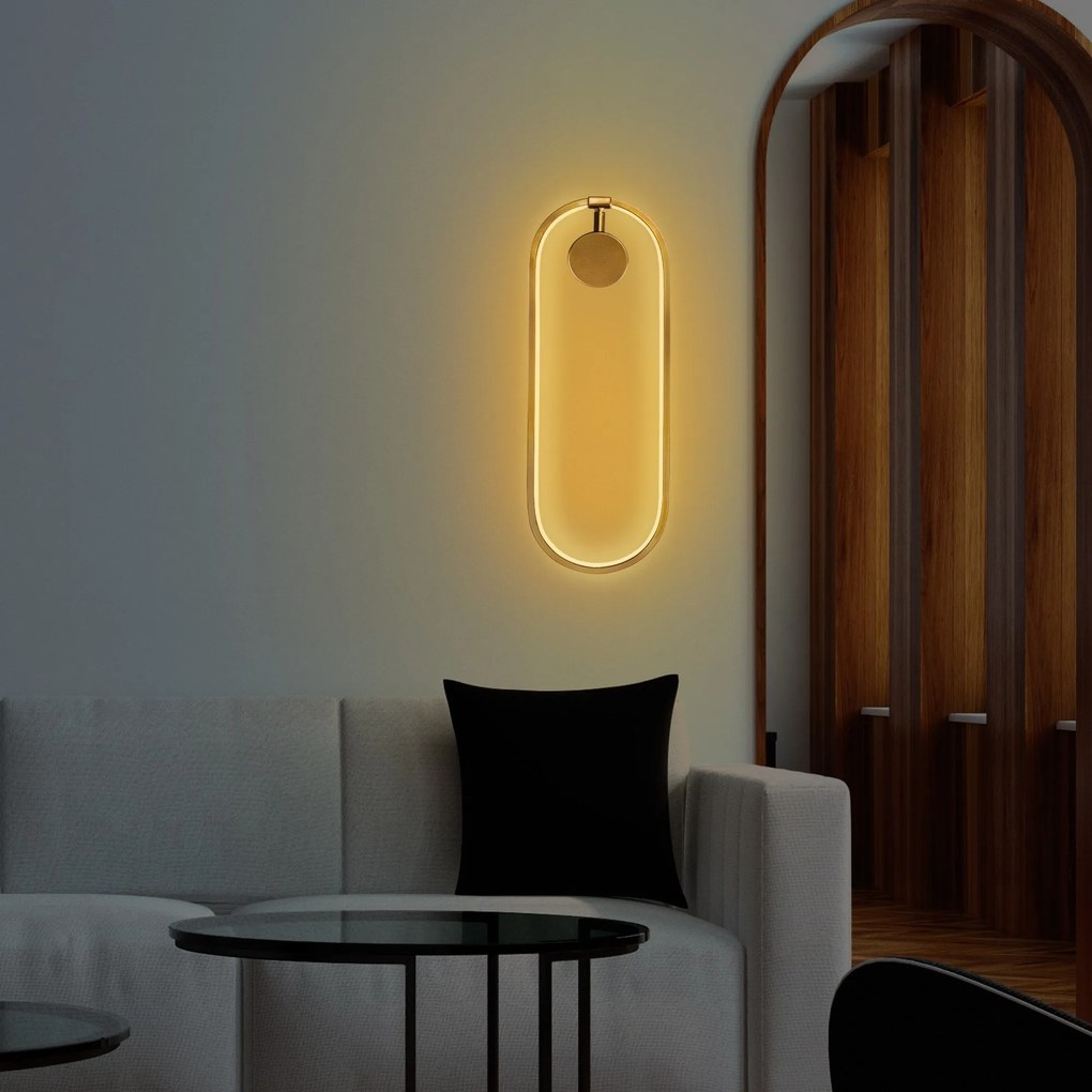 Candeeiro de Parede Can – Dourado – 17x48x10 cm