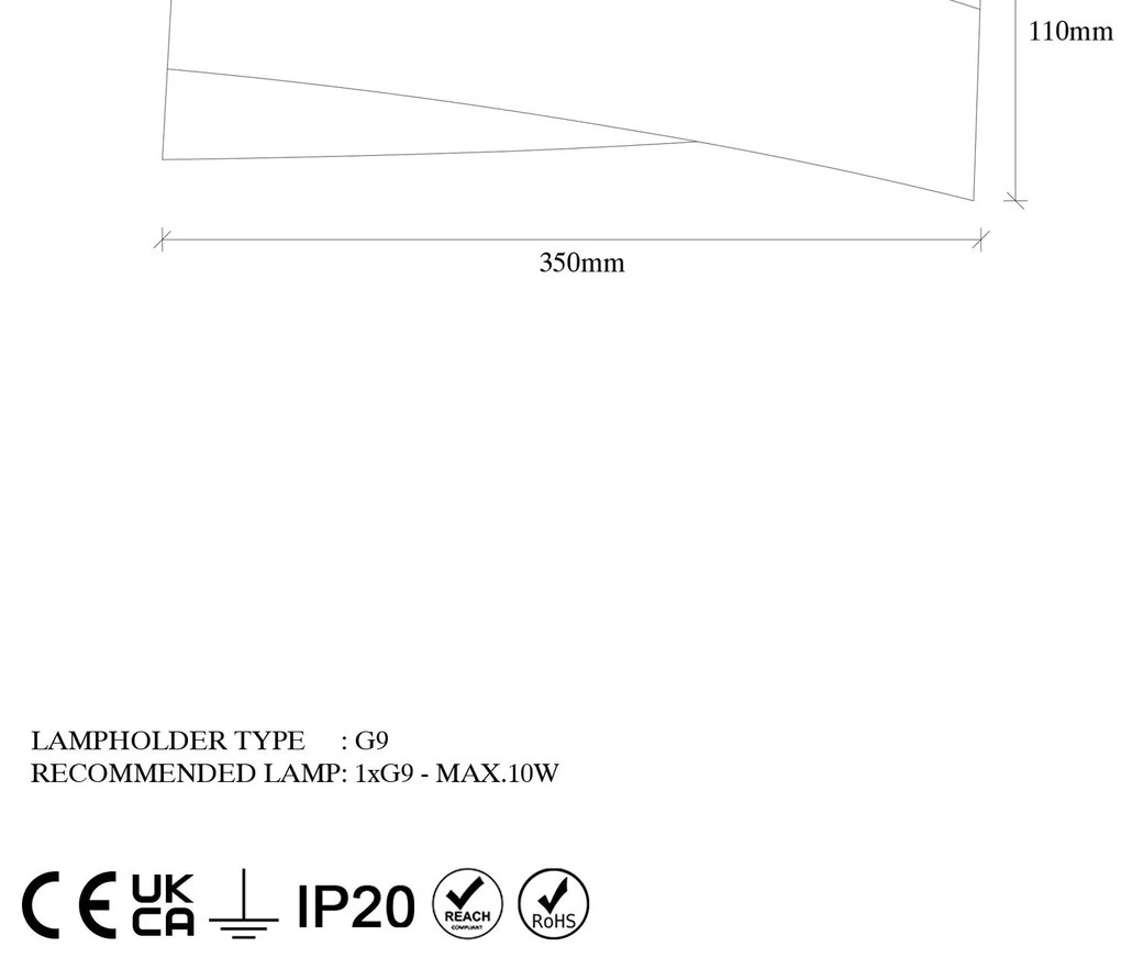 Candeeiro de Parede 7156 – Preto – 31 x 10 x 11 cm