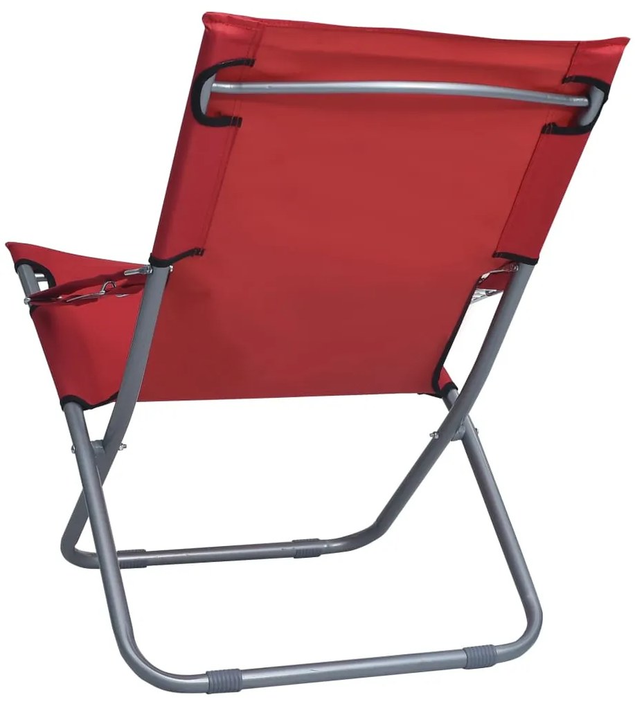 Cadeiras de praia dobráveis 2 pcs tecido vermelho