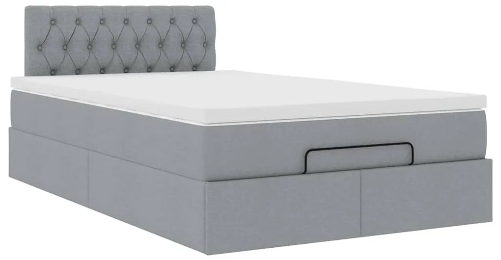 Cama otomana com colchão 120x200 cm tecido cinzento claro
