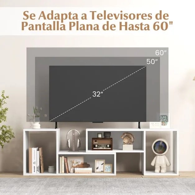 Móvel de TV de 2 peças para sala design inteligente 50/55/60 polegadas Branco
