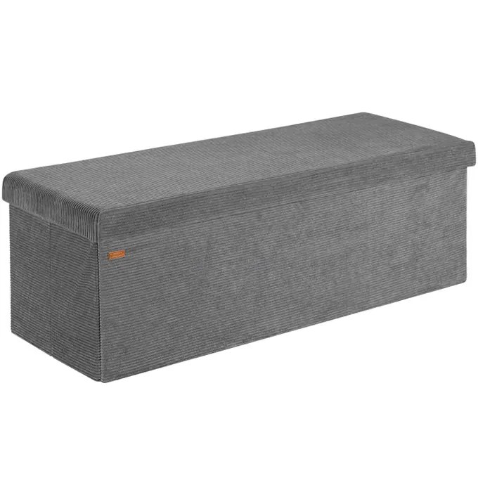 Banco arrumação veludo cotelê 114x38x38cm MDF dobrável antracite