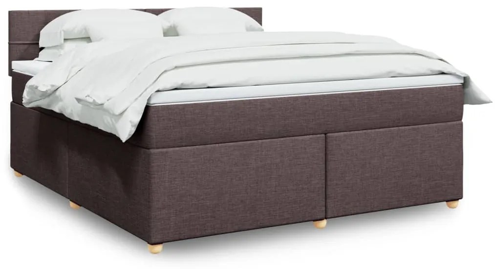 vidaXL Cama com molas/colchão 180x200 cm tecido castanho-escuro