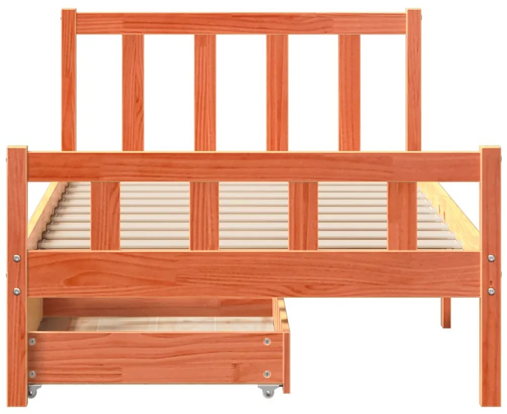 Cama sem colchão 75x190 cm madeira de pinho maciça castanho-mel
