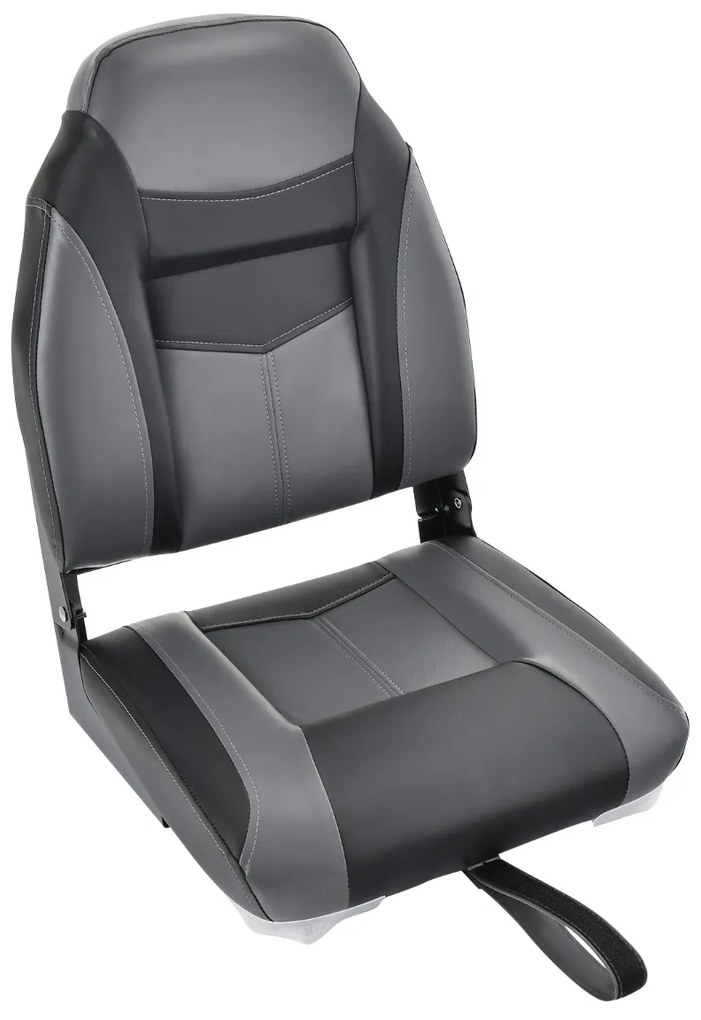 Banco de barco rebatível com encosto alto Almofada almofadada macia Assento de capitão moldado universal 44,5 x 51 x 61 cm Preto
