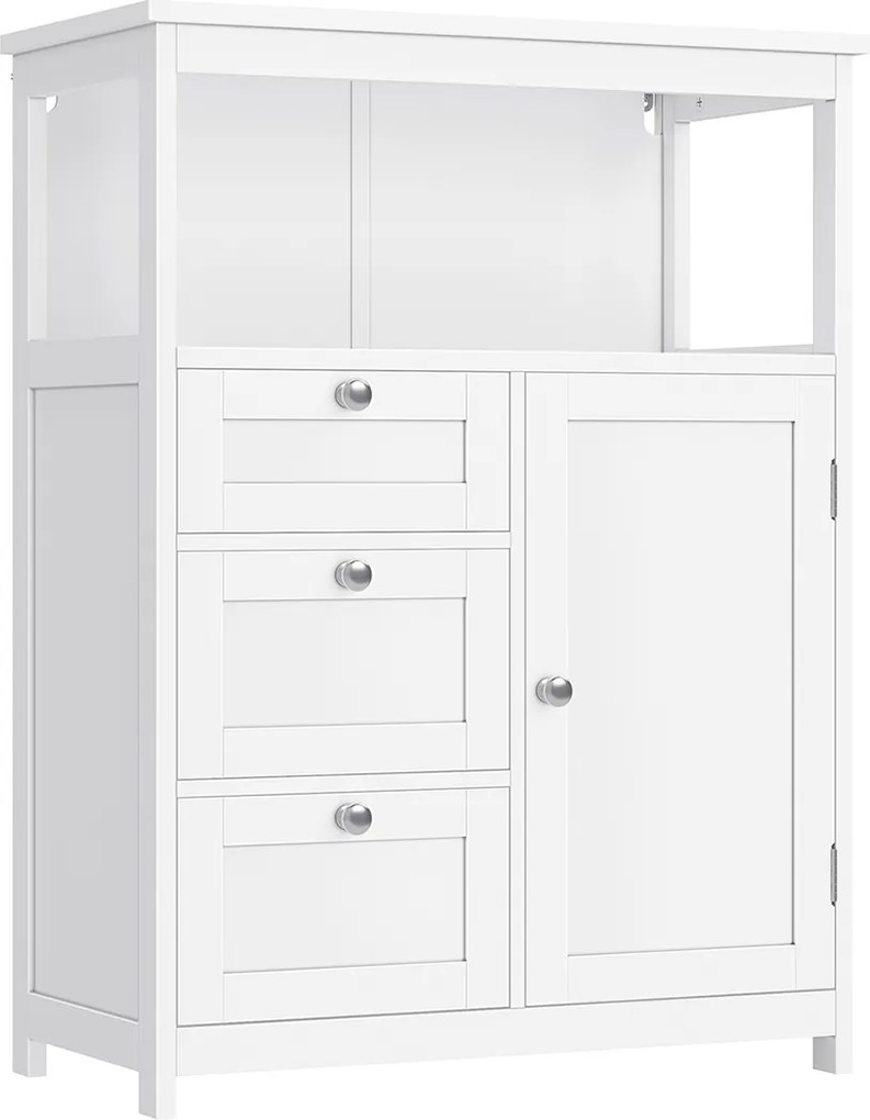 Armário de casa de banho 30 x 60 x 80 cm com 3 gavetas Branco