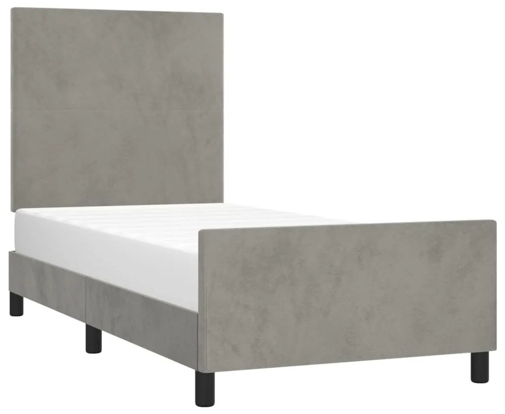 Estrutura de cama sem colchão 80x200 cm veludo cinzento-claro
