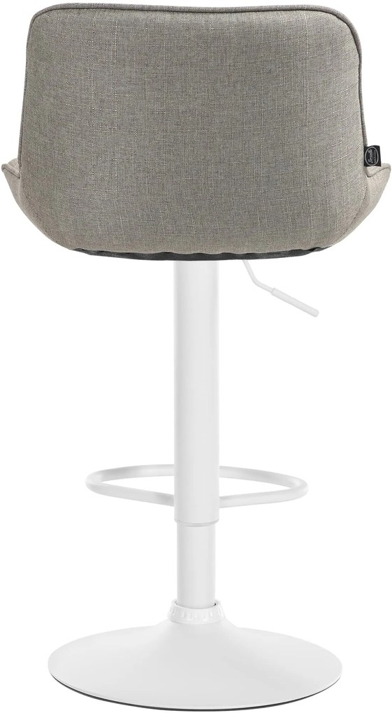 Banco alto em tecido com estrutura branca 85-106 x 49 x 51 cm castanho acinzentado