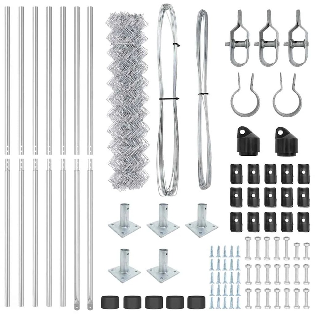 Conjunto de Postes de Cerca Prateado 10 x 1.2 m Aço Galvanizado