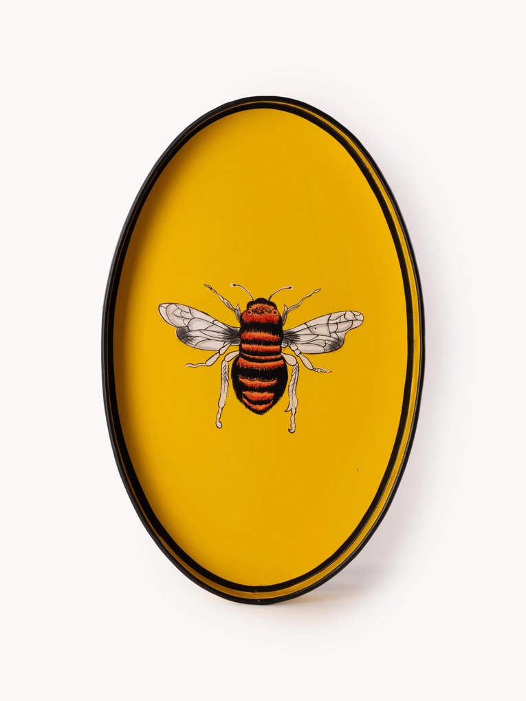 Hand-Painted Decorative Tray Fauna with Bee Motif