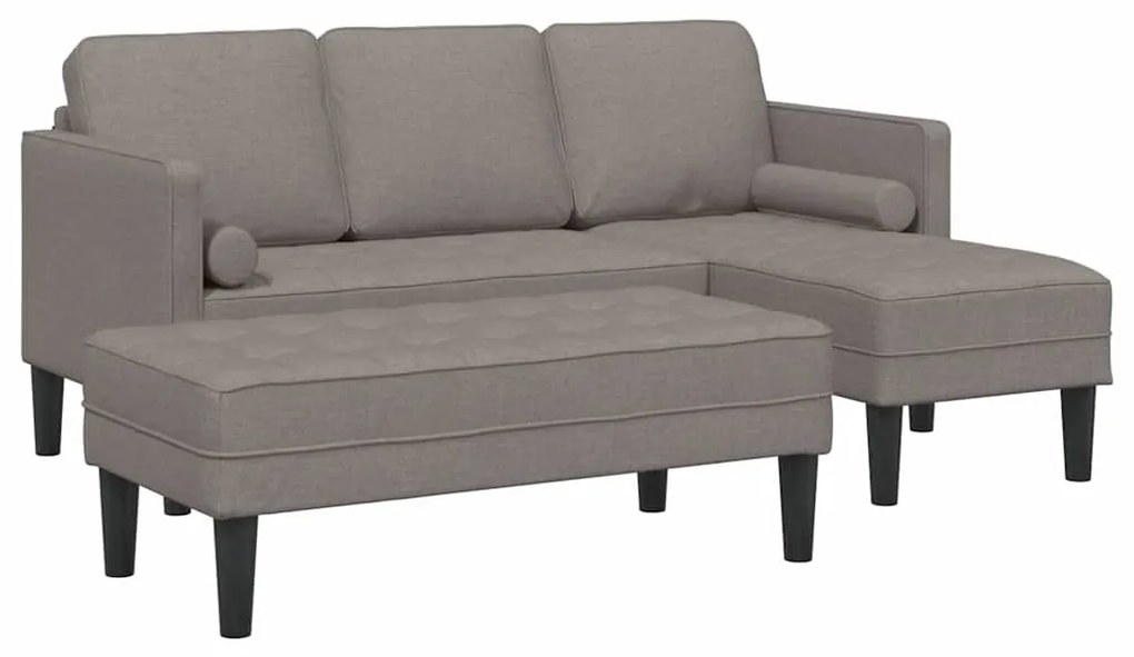 Conjunto de Sofás de 2 Peças com Almofadas em Tecido Taupe