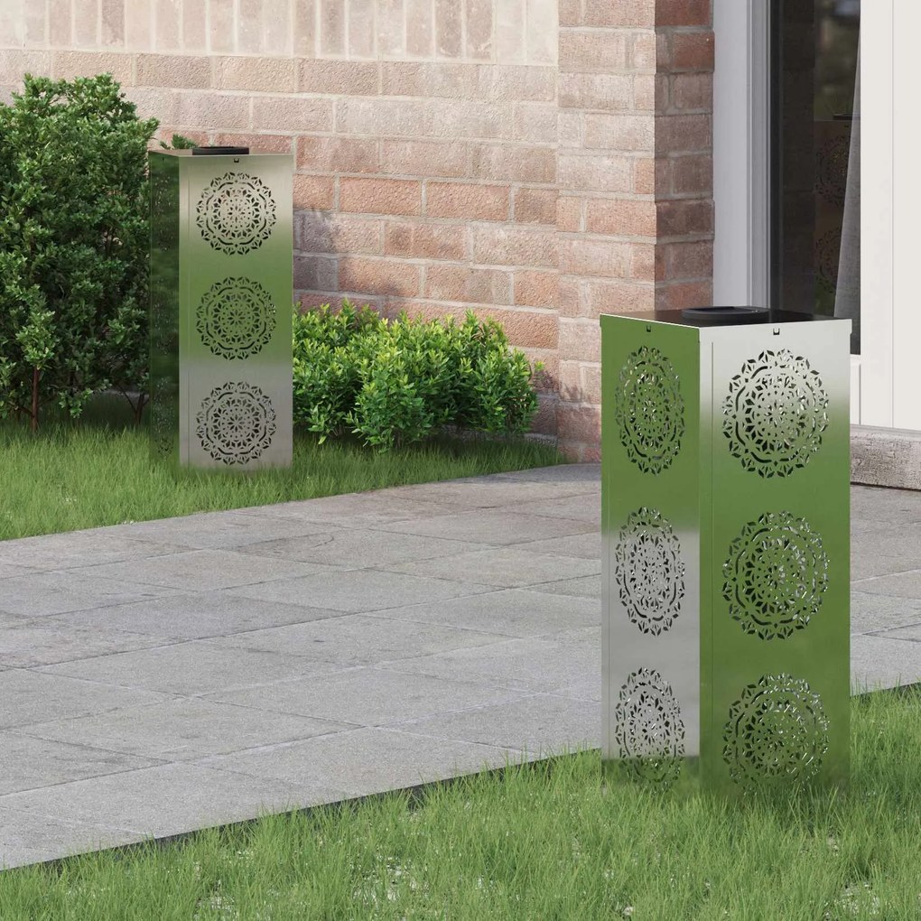 vidaXL Luz Solar LED de Caminho 2 pcs Prateado Aço Galvanizado