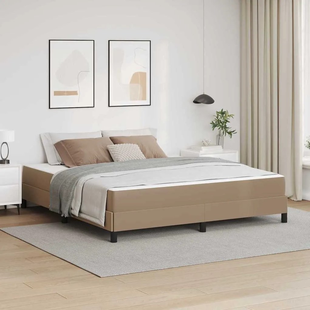 vidaXL Estrutura da Cama com colchão Cappuccino 180 x 200 cm tecido