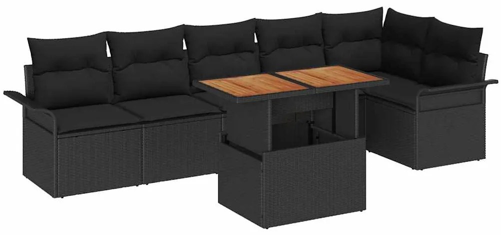 Conjunto de Jantar para Jardim com 7 Peças e Almofadas em Rattan Sinté