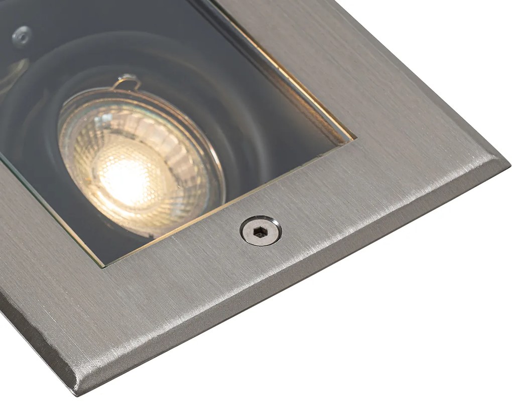 LED Foco de chão inteligente aço 2-luzes ajustável IP65 incl. 2 GU10 50mm - Oneon Moderno