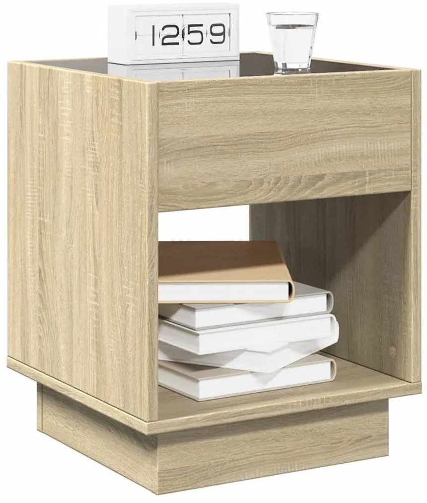 Mesa de cabeceira c/ LED Infinity 40x40x50 cm carvalho sonoma
