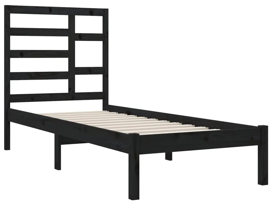 Estrutura cama pequena solteiro 75x190 cm madeira maciça preto