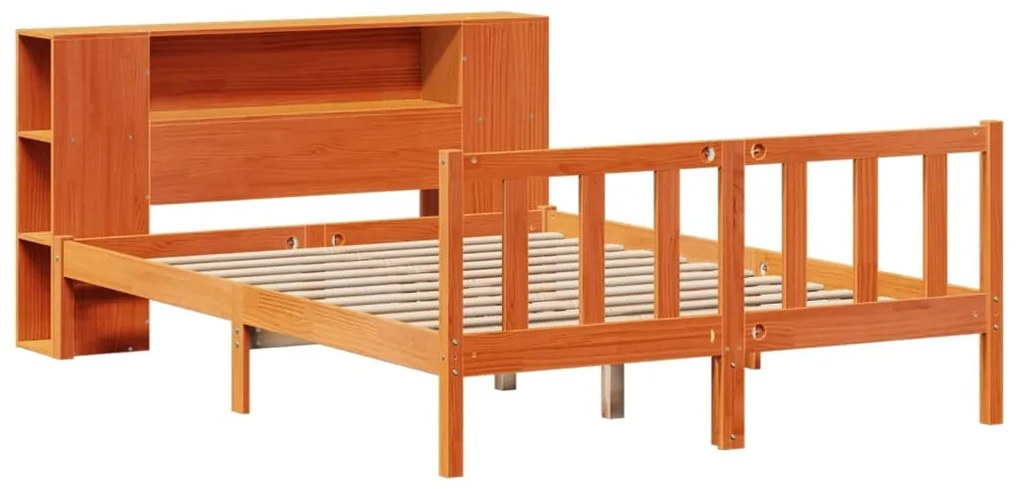 Cama com estante sem colchão 140x190 cm pinho maciço