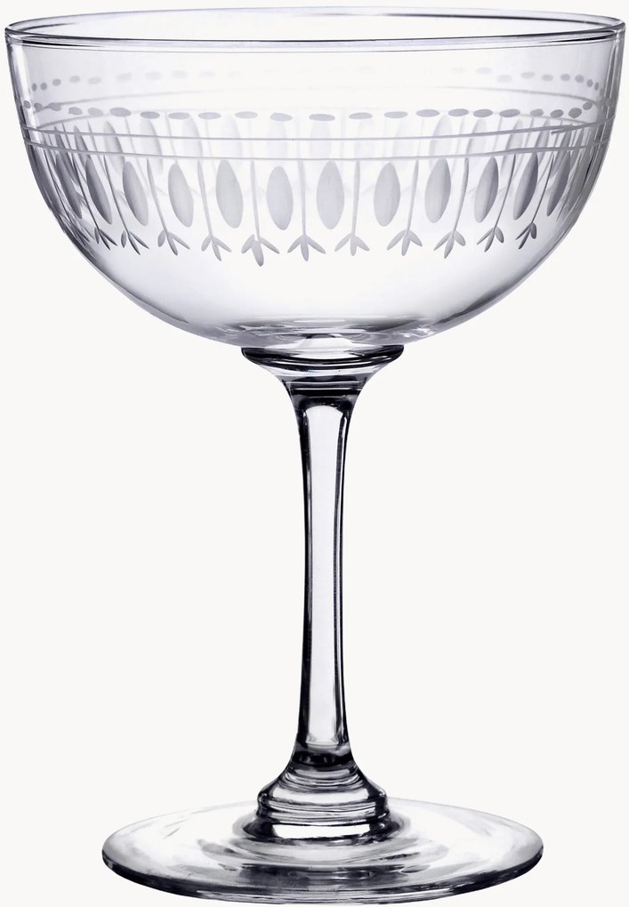 Taças de champanhe em cristal artesanal Ovals, conjunto de 6