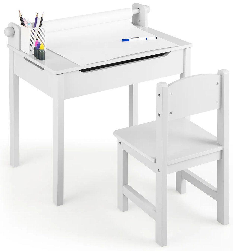 Mesa infantil com altura ajustável, inclinação e suporte para livros - Azul