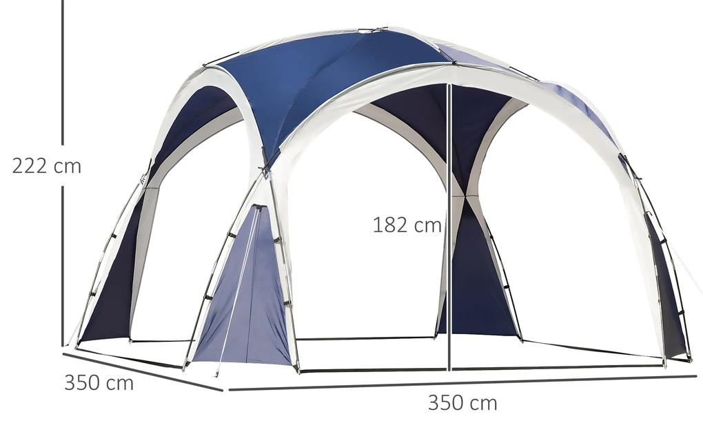 Abrigo de Campismo 3,5x3,5 m Toldo de Campismo Dobrável com Gancho Proteção UV e Bolsa de Transporte Azul e Cinza Claro