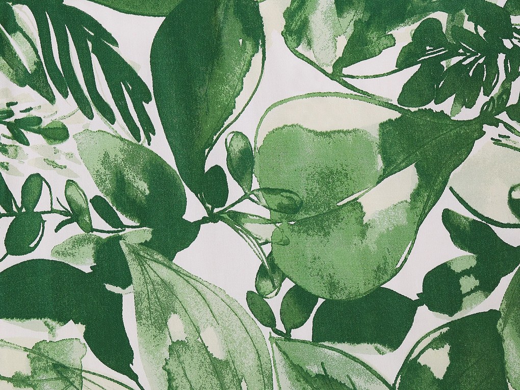Conjunto de capa de edredão em algodão acetinado verde e branco 155 x 220 cm GREENWOOD Beliani
