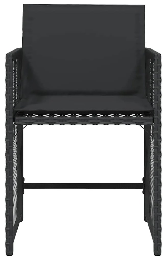 Cadeiras de jardim com almofadões 4 pcs vime PE preto