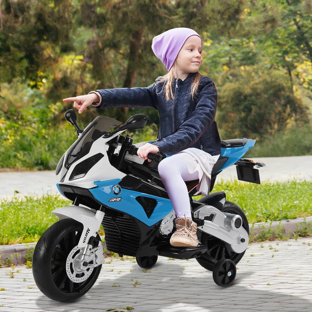 HOMCOM Motocicleta elétrica BMW para crianças acima de 3 anos bateria 12 v duplo motor com luzes e suporte de música 110x47x69 cm