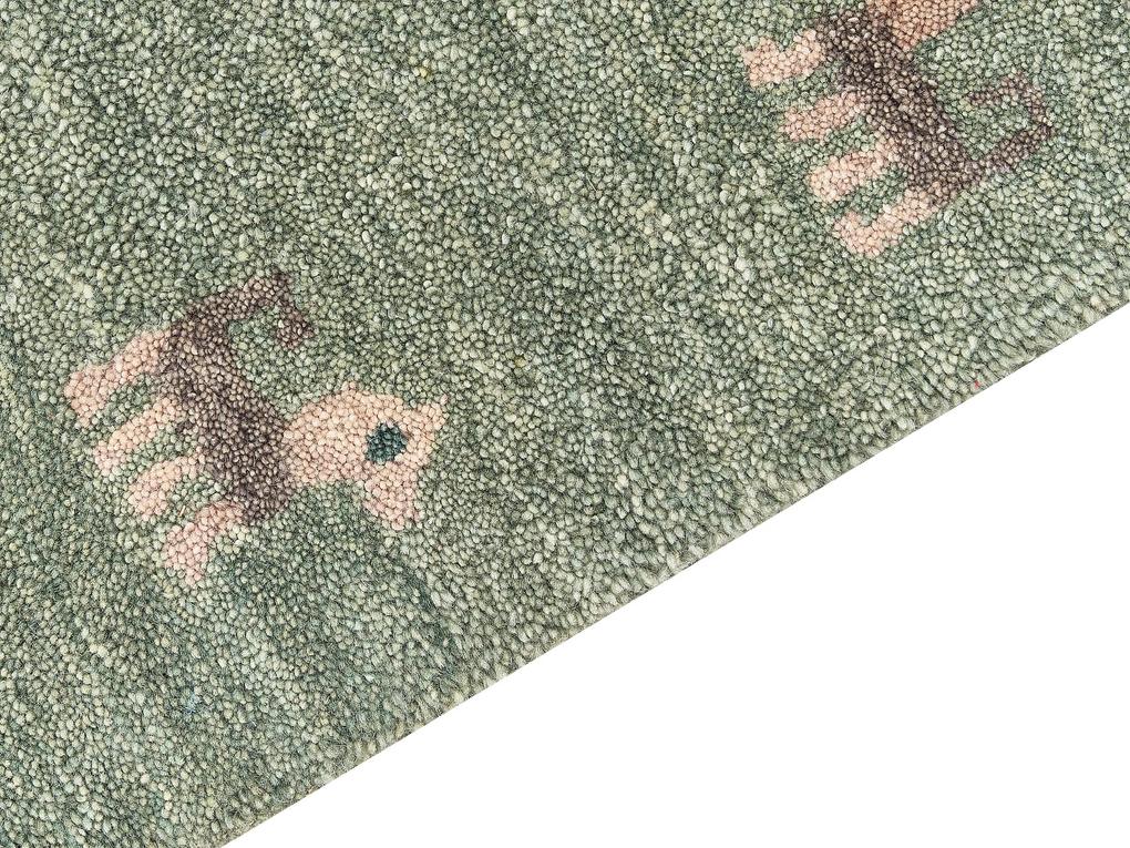 Tapete Gabbeh em lã verde 140 x 200 cm KIZARLI Beliani