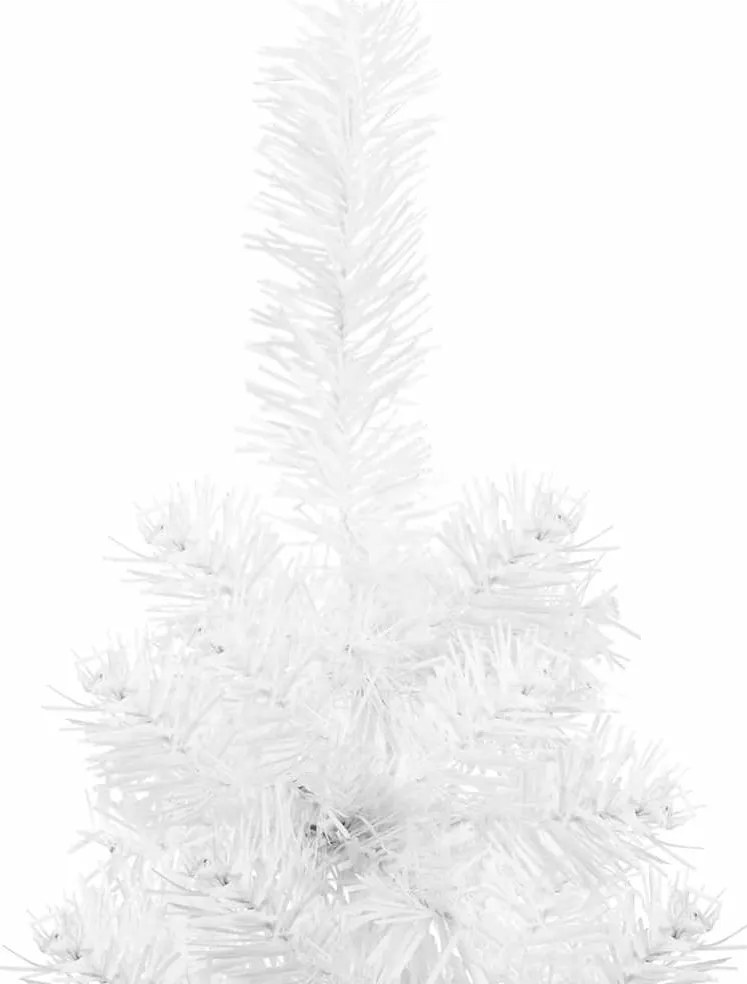 Meia árvore de Natal fina com suporte 210 cm branco