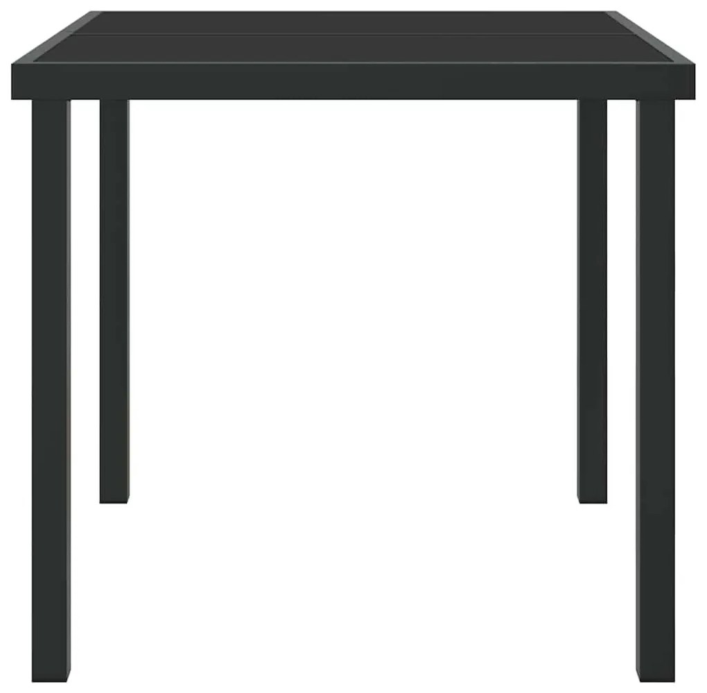 Mesa de Jardim vidaXL Preta 80x80x73 cm com Vidro Temperado