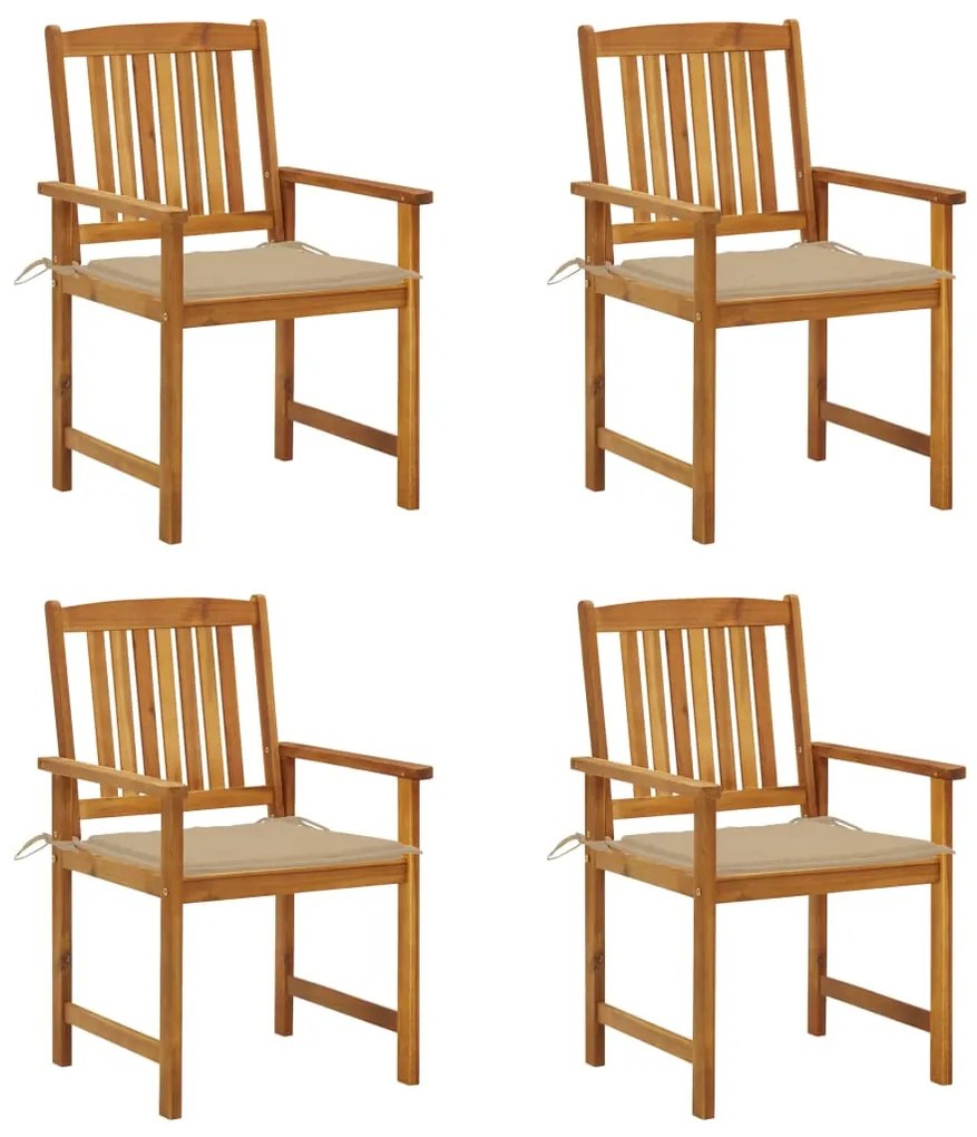 vidaXL Cadeiras de jardim c/ almofadões 4 pcs madeira de acácia maciça