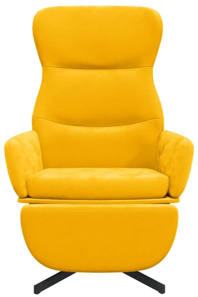Cadeira de descanso com apoio de pés veludo amarelo mostarda