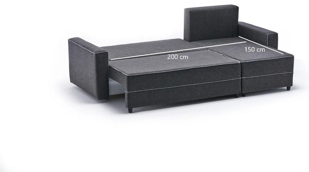 Sofá-cama de canto Ece – Antracite – 242 cm x 88 cm x 90 cm