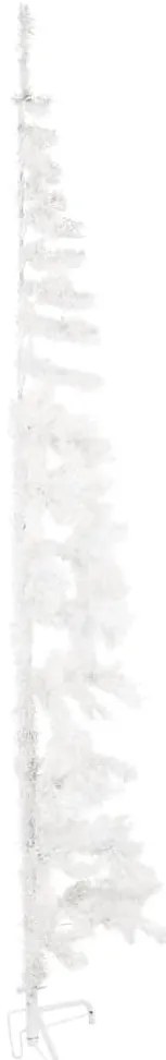 Meia árvore de Natal fina com suporte 210 cm branco