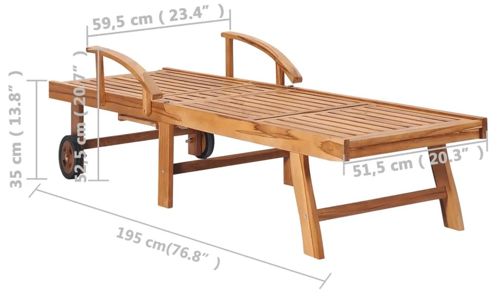 Espreguiçadeiras com mesa e almofadão 2 pcs teca maciça