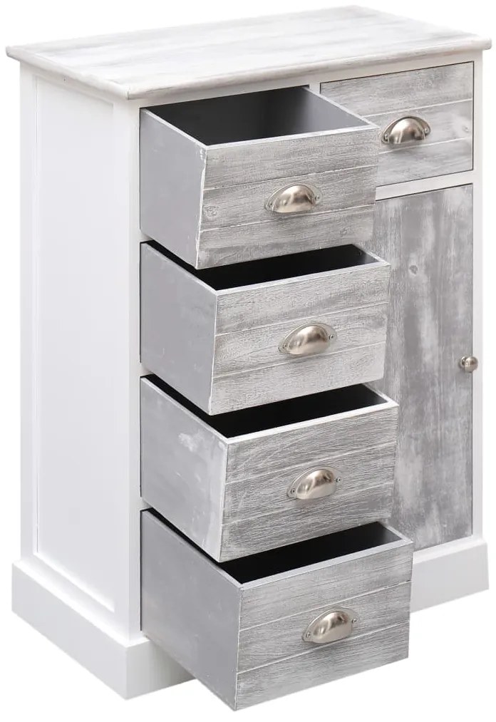 Aparador com 10 gavetas 113x30x79 cm madeira cinzento