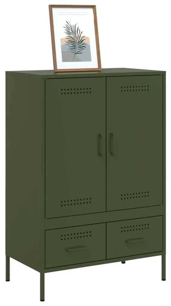Móvel alto 68x39x101,5 cm aço laminado a frio verde-azeitona