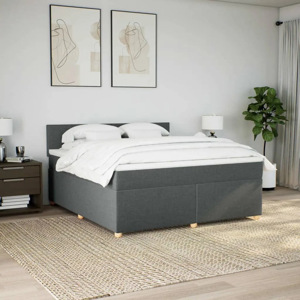 Cama com molas/colchão 180x200 cm tecido cinzento-escuro