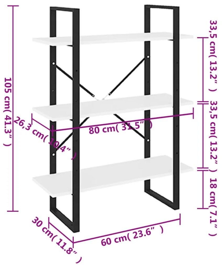 Estante 80x30x105 cm contraplacado branco