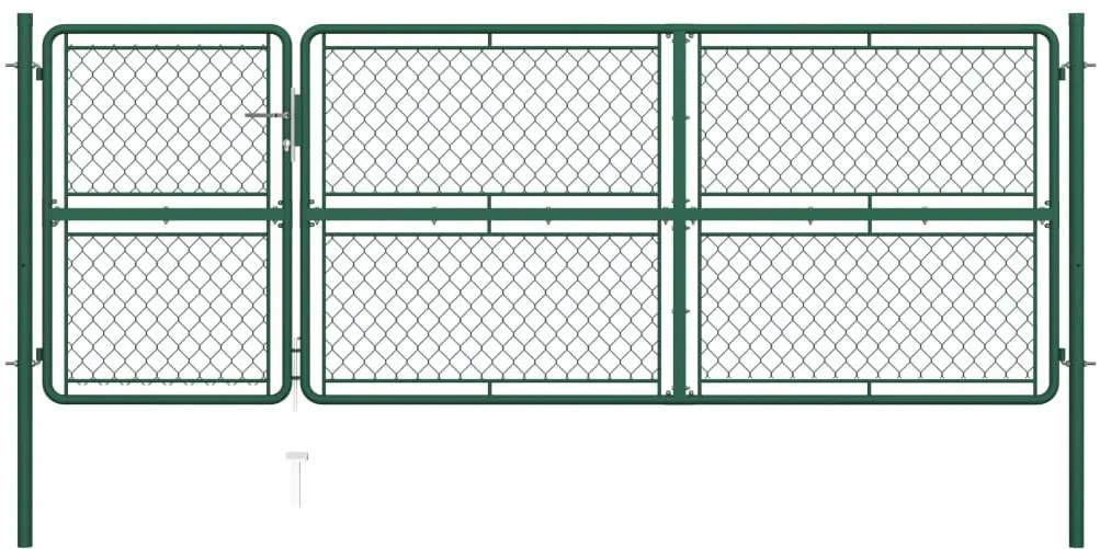 vidaXL Portão de jardim 125x350 cm aço verde