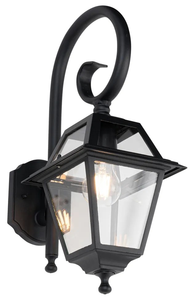 Candeeiro de parede exterior clássico preto IP44 - Berta