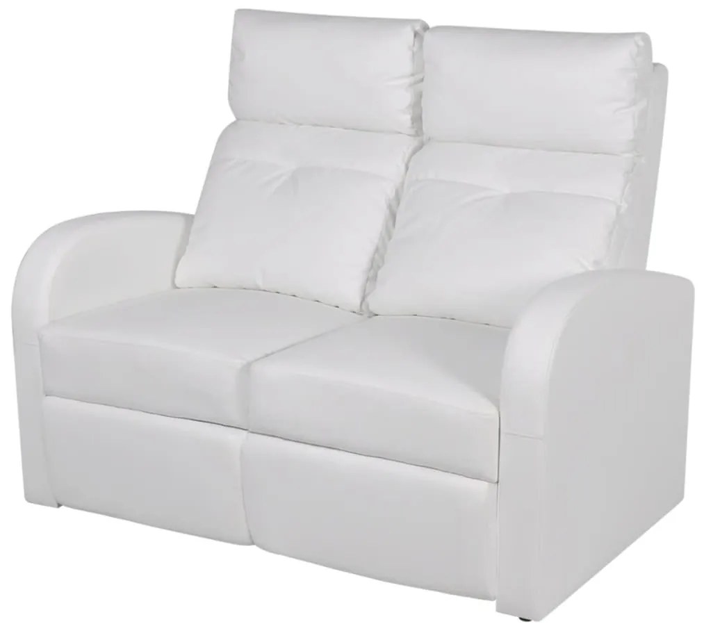 241998 vidaXL Poltrona reclinável de 2 lugares couro artificial branco
